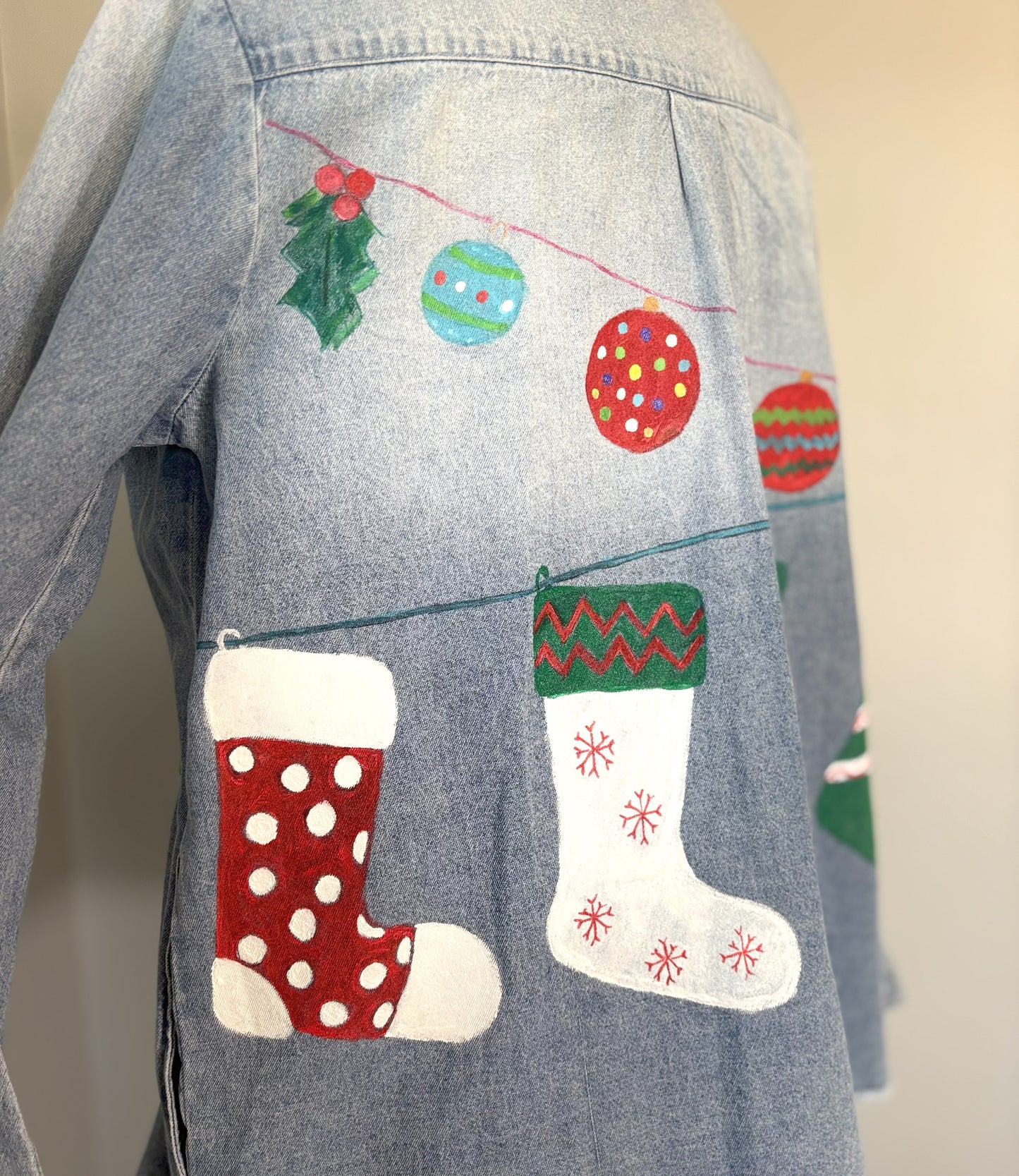 Ugly Christmas Denim Shirt Jacket