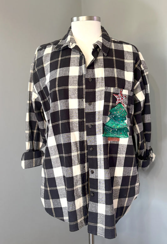 Define Naughty Oversized Plaid Button Down