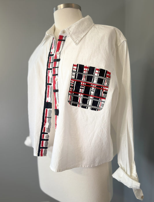 Christmas Painted Plaid Button Up Shirt