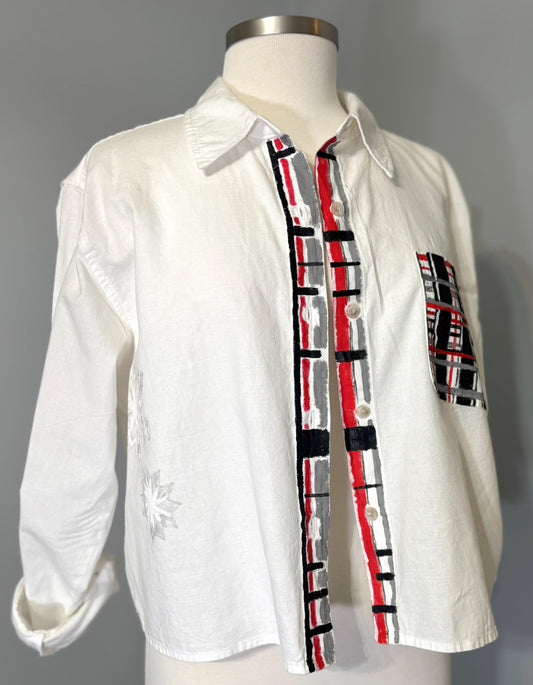 Christmas Painted Plaid Button Up Shirt