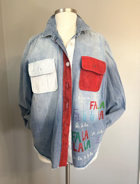 Ugly Christmas Denim Shirt Jacket