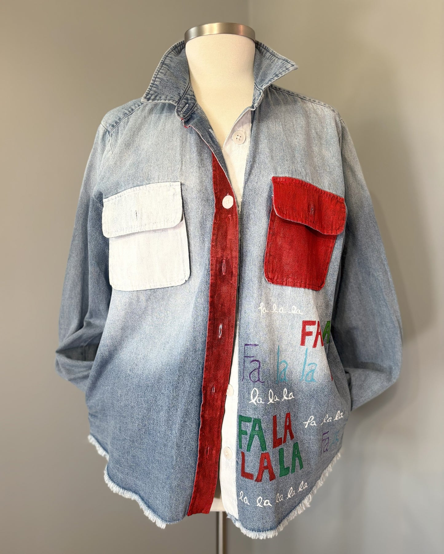 Ugly Christmas Denim Shirt Jacket