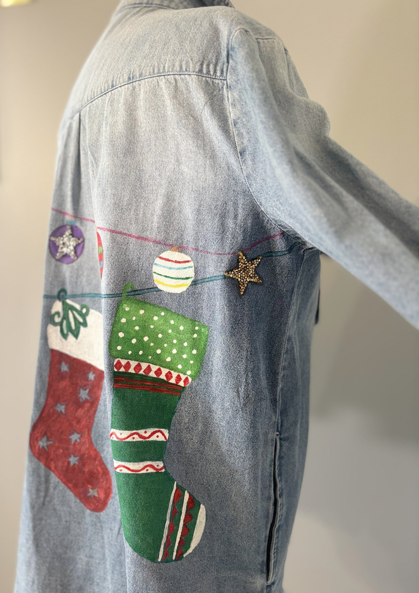 Ugly Christmas Denim Shirt Jacket